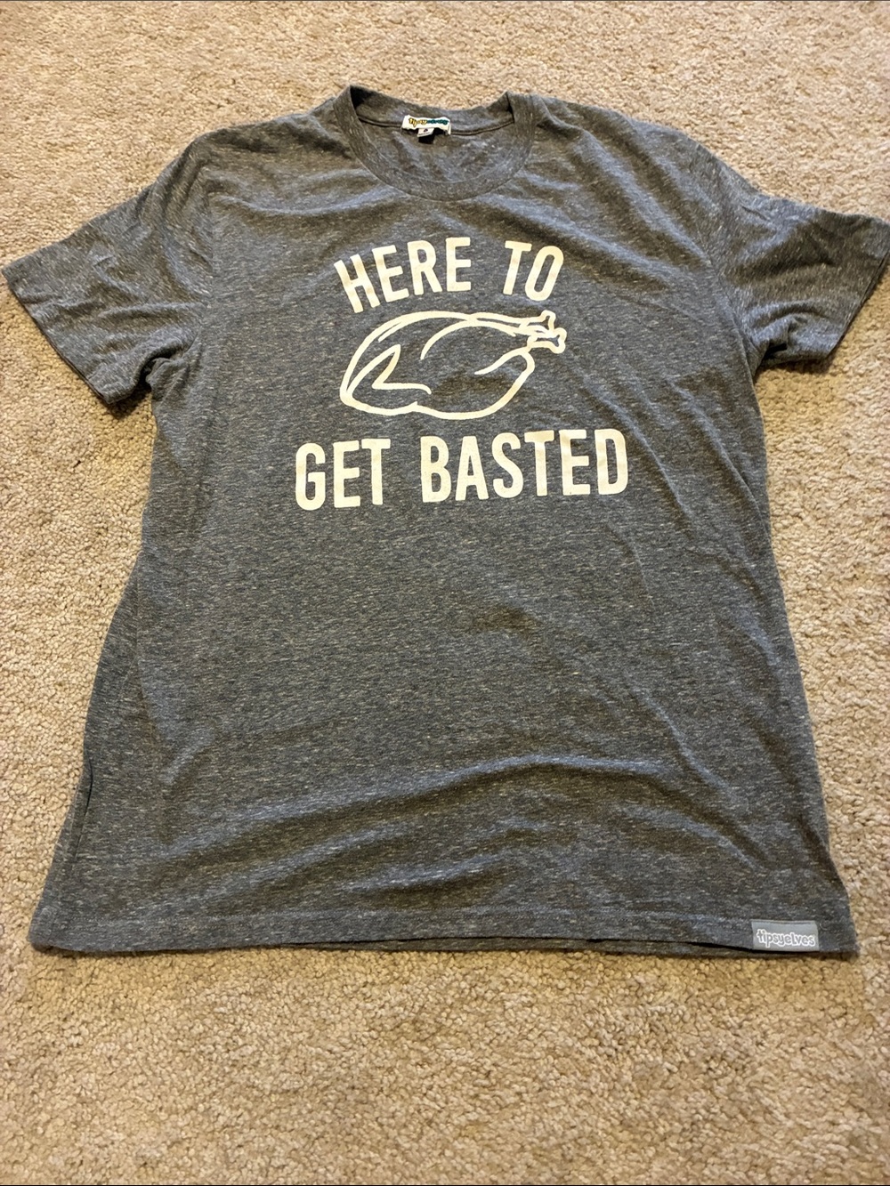 Tipsy Elves Gray 'Here to Get Basted' Men's Graphic Tee